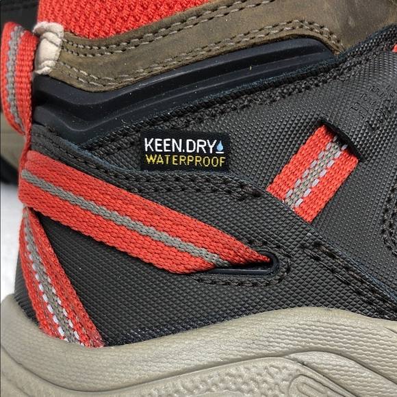 NEW Keen Boots Ridge Flex Mid Hiking Waterproof Dark Olive/Red Mens Size 7.5 main image 14